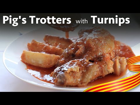 Pig's Trotters with Turnips. (Peus de Porc amb Naps).  A classic combination from Cataluña.
