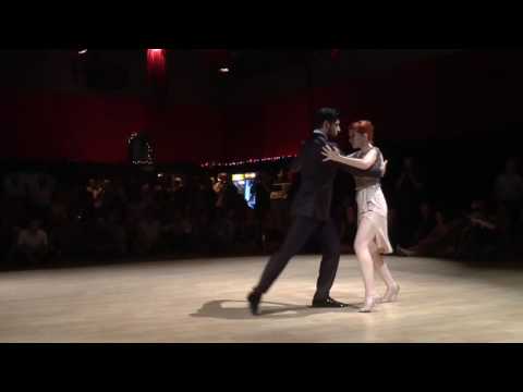  Sebastian Jimenez  and  Joana Gomes  are  dancing  to  "  Dicha pasada  "  by  Osvaldo Pugliese  at  Tango Roots  in  2016
