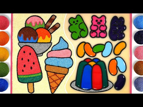 Drawing and Coloring - Ice cream Pencils | Gummy bear, HARIBO, Jelly Painting | Satisfying Video