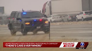 I-80 westbound closed for several miles for multi-car pileup