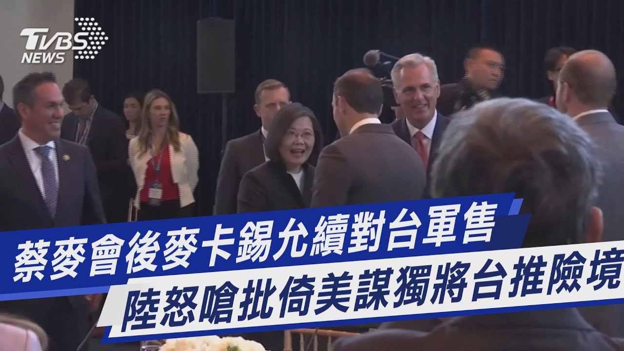 與蔡總統相談甚歡!麥卡錫允續對臺軍售 國台辦罵「竄美」
