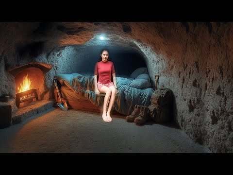 Building  a Secret Survival Underground House - Secret shelter, Fireplace By Beautiful Girl