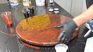 Red Marble with Epoxy Vertical View