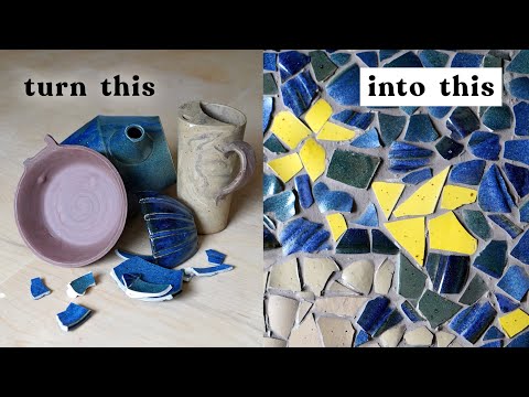How to upcycle broken pottery into a mosaic