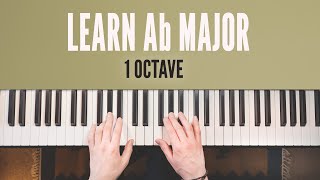 Ab Major Scale on piano - Right hand, Left hand, Both Hands together // 1 Octave tutorial