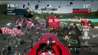 F1 Game Crash! - Carbon Fibre Confetti Everywhere!