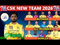 IPL 2026 Chennai Super Kings Team Full Squad CSK Team New Players List 2026 CSK New Team 2026