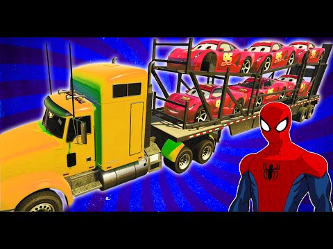 Lightning McQueen Transportation with Spiderman on Biggest Airplane KIDS Cartoon Nursery Rhymes