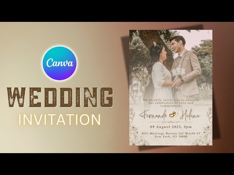 How to Design a Luxury Gold Wedding Invitation in Canva Elegant Floral Wedding Card Tutorial