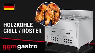 Barbecue au charbon de bois / rôtissoire à poulets – 1200 mm – avec 5 broches