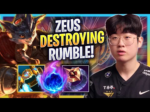 ZEUS DESTROYING WITH RUMBLE! - T1 Zeus Plays Rumble TOP vs Galio! | Bootcamp 2023