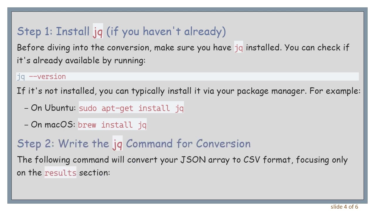 Converting a JSON Array to CSV with jq