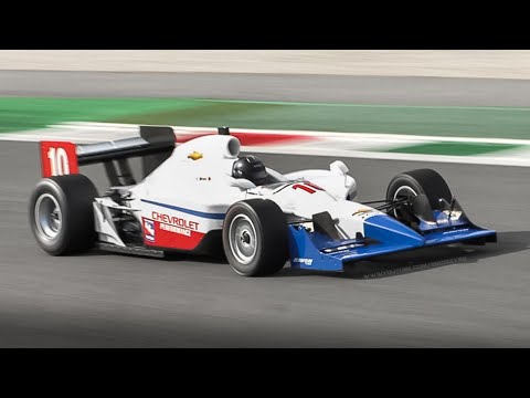 Dallara IR-03/05 IndyCar at Monza Circuit: Chevrolet Flat-Plane Crank V8 Engine Sound!