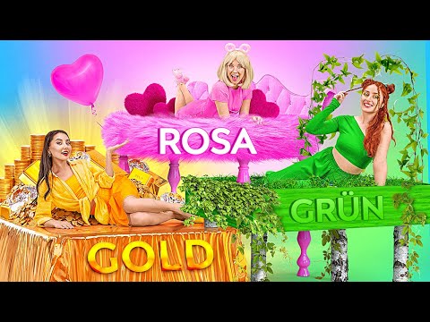 EIN ETAGENBETT FÜR DREI | 24 Stunden Einfarbige Challenge! DIY-Hacks für geheime Zimmer von 123 GO!