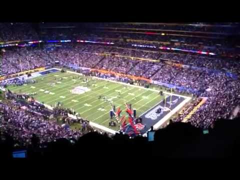 Pre-Game Intros Super Bowl XLVI from inside stadium