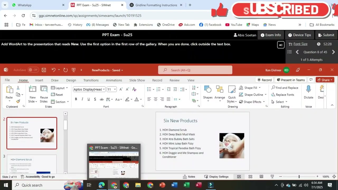 PowerPoint Chapter 1 Simnet Exam Su25 | PowerPoint Exam | PPT Chapter 2 Exam