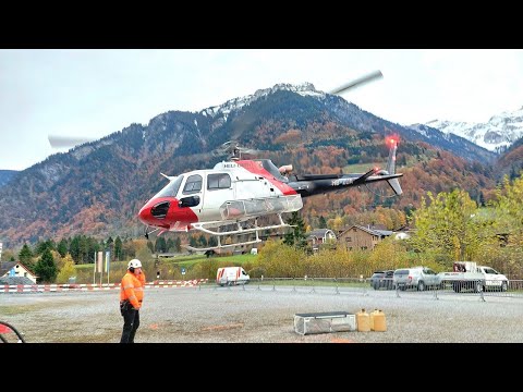 Braunwald Heli Flug - Helikopter Standseilbahn Unterbruch 2023 helicopter flight Switzerland