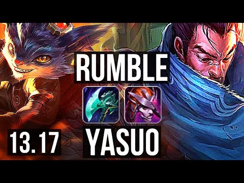 RUMBLE vs YASUO (TOP) | 9/1/6, 1.6M mastery, 400+ games, Dominating | KR Diamond | 13.17