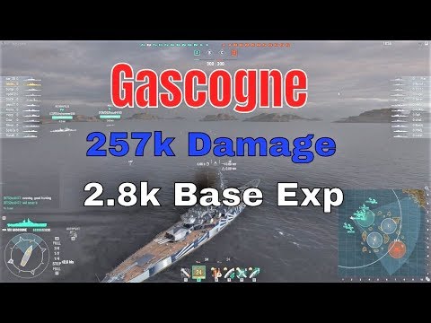 Gascogne T8 French Battleship | 257k Damage, 2.8k Base Exp | World of Warships