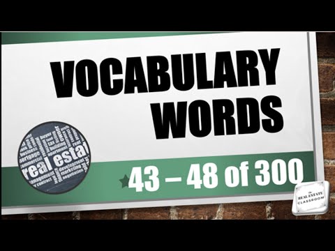 Real Estate Vocabulary 1 20 of 300 Real Estate Exam Prep Videos