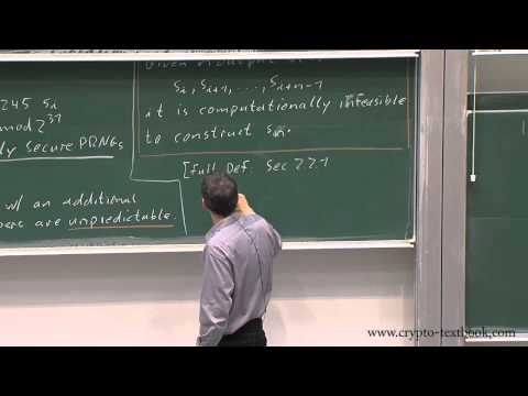 Lecture 3: Stream Ciphers, Random Numbers and the One Time Pad by Christof Paar