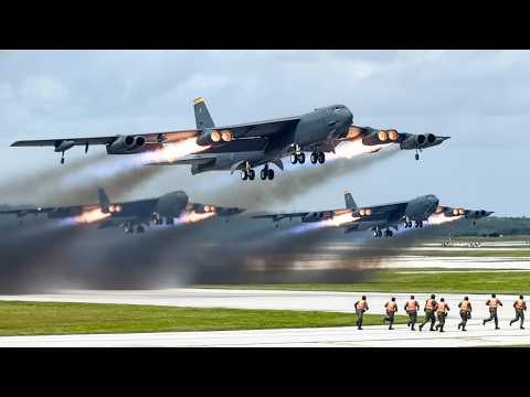 Emergency Takeoff! US Air Force B-52 Bomber Pilots and Crew Rush at Full Speed