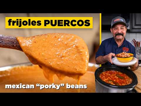Turn Charro Beans into FRIJOLES PUERCOS with this recipe (Mexican Restaurant Refried Porky Beans)