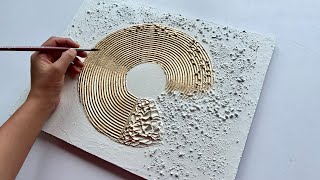 Modern Circle Texture Art | Spatula Techniques & Gold Leaf Art Tutorial | DIY Textured Wall Art