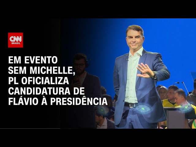 Flávio Bolsonaro é oficializado como candidato do PL em convenção neste sábado (25) | AGORA CNN
