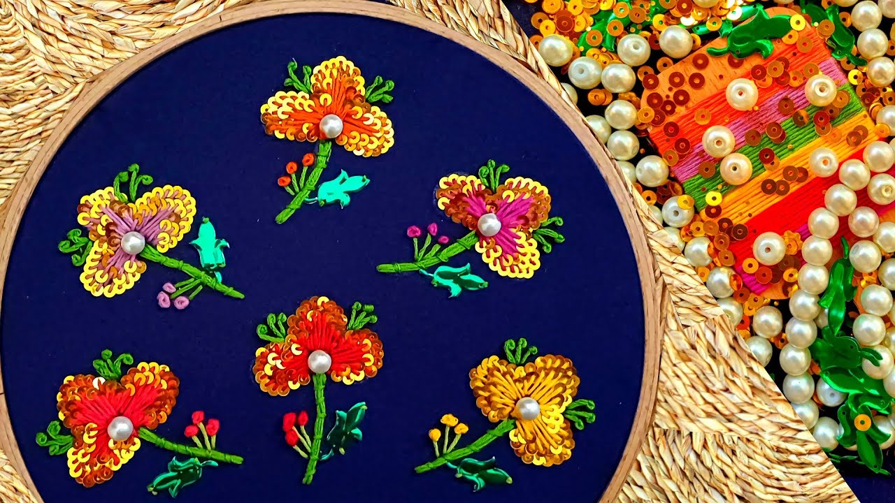 A special combination of embroidery thread with sequins, in the beautiful art of jewelry #diy