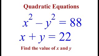 QUADRATIC EQUATION: APPLICATION EXAMPLE, SOLVING SIMULTANEOUS EQUATIONS