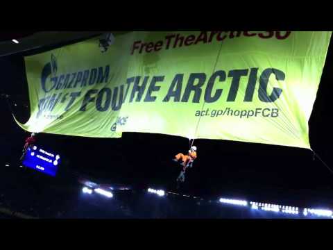 Greenpeace flag // FC Basel vs. FC Schalke 04 01.10.2013