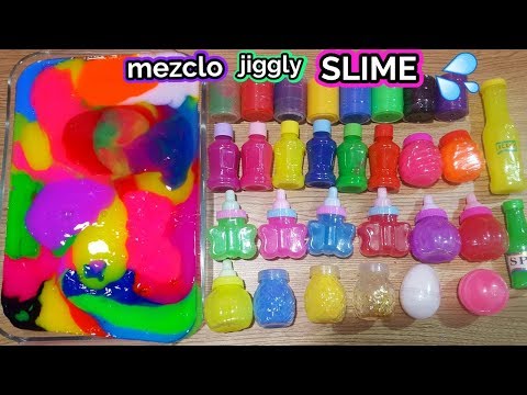 Mezclo mi coleccion slime liquido o jiggly slime Video
