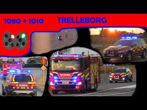 TRELLEBORG GRÄSBRAND räddningstjänsten brandbil i utryckning Feuerwehr auf Einsatzfahrt 緊急走行 消防車