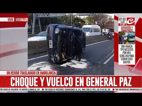 Impresionante choque y vuelco en plena General Paz: hay varios heridos