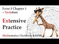 Form 5 Mathematics KSSM Chapter 1 - Variation | Extensive Practice | Textbook