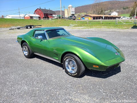 1973 Elkhart Green Corvette Stingray For Sale Video