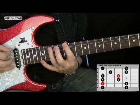 Die 5 Pentatoniken für Gitarre: "A-Moll Pentatonik Position.4" - Einfache Übung