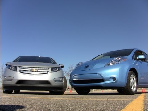 Thumbnail for 2012 Chevy Volt versus Nissan Leaf Mash-up Drag Race by Chevrolet, Performance car, video, Car, Nissan, vide