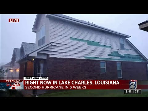 Hurricane Delta hammers Lake Charles, Louisiana