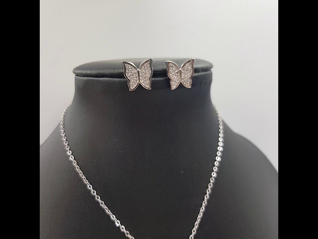 طقم زركون عصري شكل الفراشة