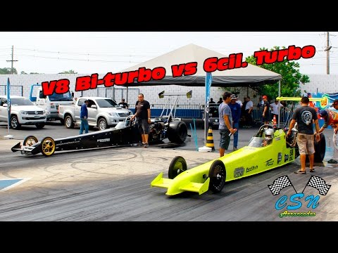 Dragster V8 Bi turbo vs 6cil. Turbo - CSN Arrancadas