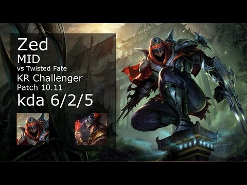 Zed vs Twisted Fate Mid - KR Challenger 6/2/5 Patch 10.11 Gameplay