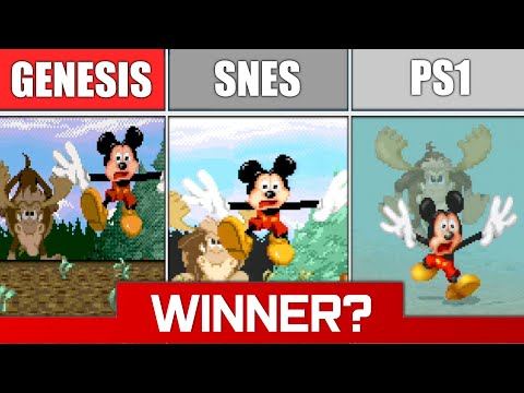 Mickey Mania - Sega Genesis vs SNES vs Playstation: Visuals, Sound, Framerate upscaled Retrotink5x