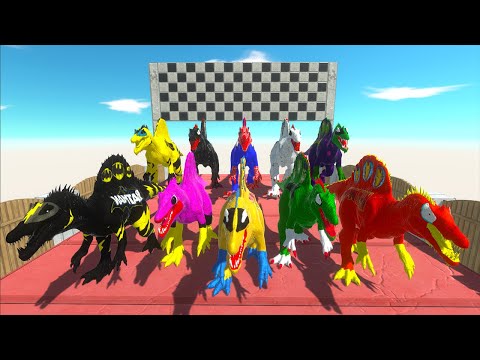 Team 10 Spinosaurus Superhero Death Run Championship Speed Race - Animal Revolt Battle Simulator
