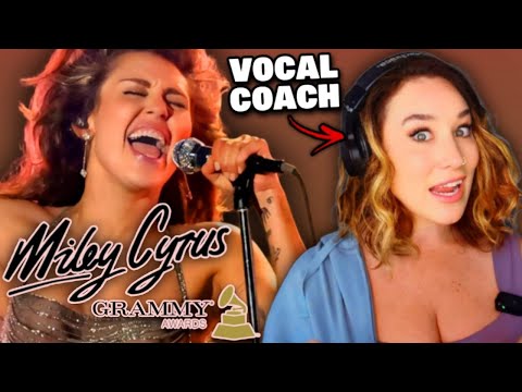 “…she just OWNED that DEEP voice!!” Vocal coach reacts to FLOWERS GRAMMYs PERFORMANCE by MILEY CYRUS