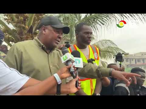 President Mahama visits Korjor drain and orders immediate garbage removal during national cleanup