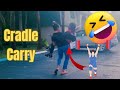 Funny Cradle Lift Carry Fitness Lifting A Stranger Outside