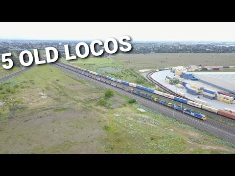 5 OLD LOCOS ON STANDARD GAUGE GRAIN TRAIN!!!
