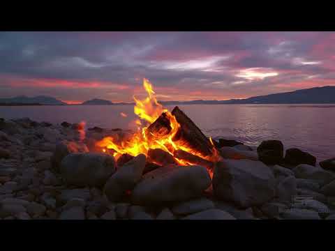 RELAX ASMR - Fireplace Crackling  - Feu de bois crépite sur la plage - Zen